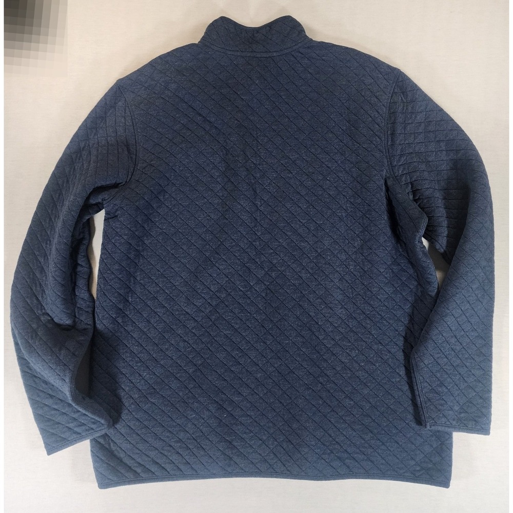 Eddie Bauer Quarter Zip Men TXL TALL XL Blue Quilted Mock Neck Pullover Cotton - Picture 9 of 9